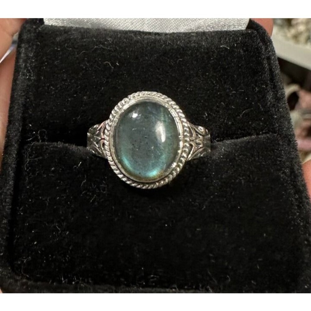 .925 Sterling Silver Genuine Labradorite Ring Size 8